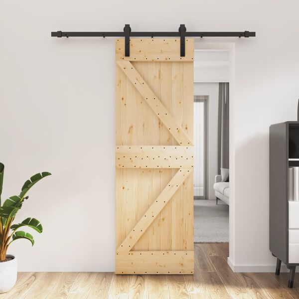 vidaXL Sliding Door with Hardware Set 70x210 cm Solid Wood Pine