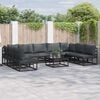 vidaXL Garden Sofa Set with Cushion 10 pcs Black Aluminium
