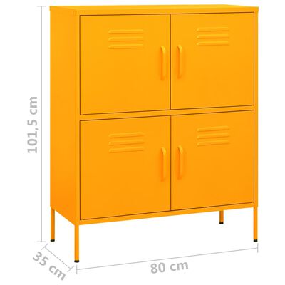 vidaXL Storage Cabinet Mustard Yellow 80x35x101.5 cm Steel