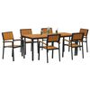 vidaXL Garden Dining Set 7 pcs Black Solid Acacia Wood