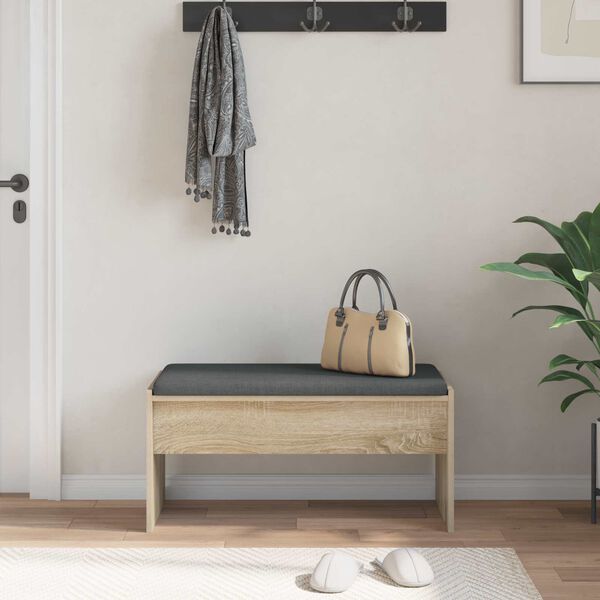 vidaXL Hall Bench with Cushion Sonoma Oak 83 x 38 x 40 cm