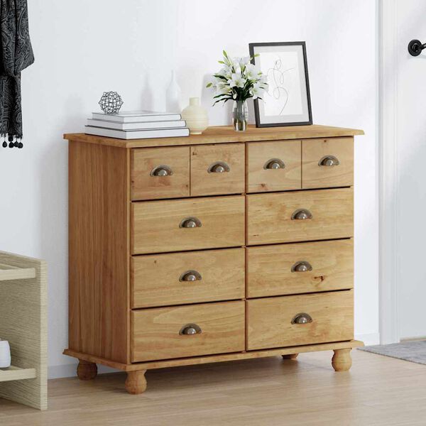 vidaXL Chest of Drawer ASKIM Brown 91 x 40 x 79 cm Solid Pine Wood