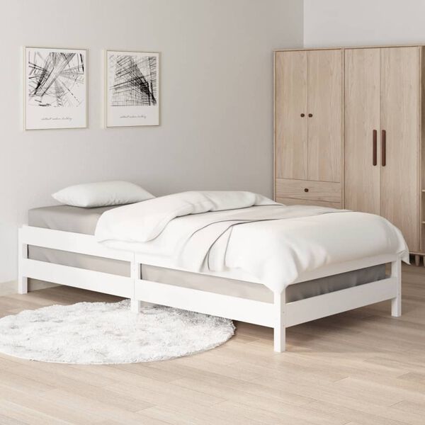 vidaXL Stack Bed without Mattress White 100x200 cm Solid Wood Pine