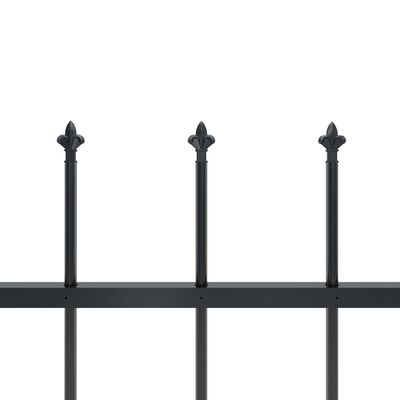 vidaXL Garden Fence with Spear Top Steel 10.2x1 m Black