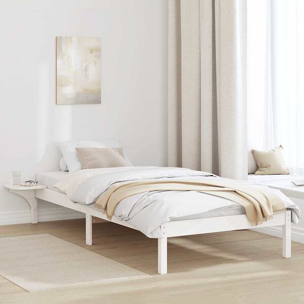 vidaXL Bed Frame White 90 x 200 cm Solid Pine Wood