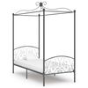 vidaXL Canopy Bed Frame without Mattress Grey Metal 100x200 cm