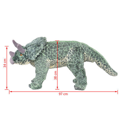 vidaXL Standing Plush Toy Triceratops Dinosaur Green XXL
