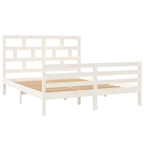 vidaXL Bed Frame without Mattress White Solid Wood King Size