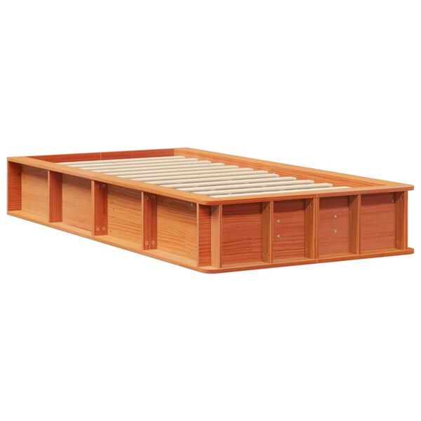 vidaXL Bed Frame Wax Brown 100 x 200 cm Solid Pine Wood