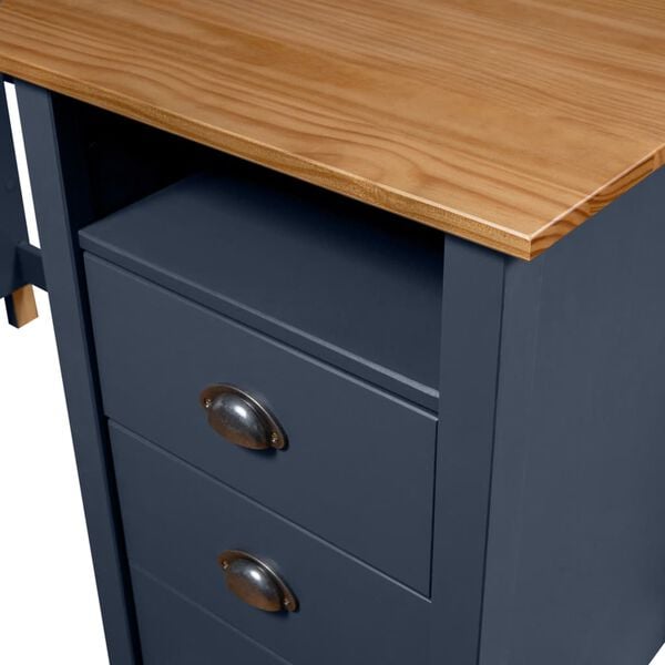 vidaXL Desk Hill with 3 Drawers Grey 120x50x74 cm Solid Pine Wood