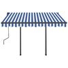 vidaXL Manual Retractable Awning with LED 3.5x2.5 m Blue and White