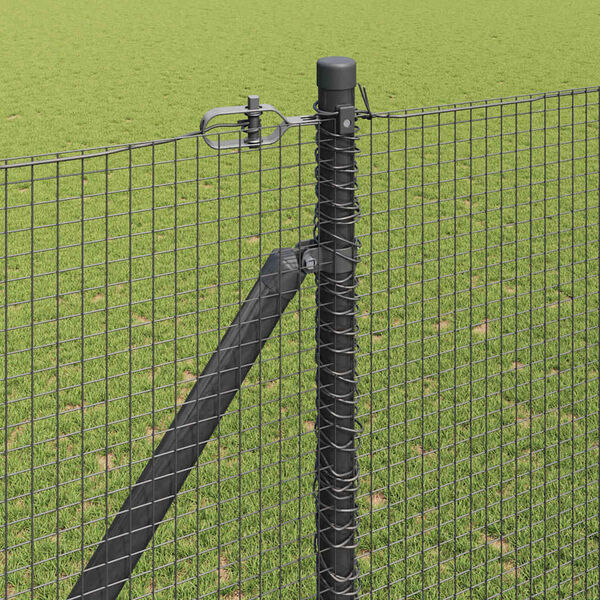vidaXL Fence Post Grey 25 x 1.6 m (16 x 16 mm mesh) Steel and PVC