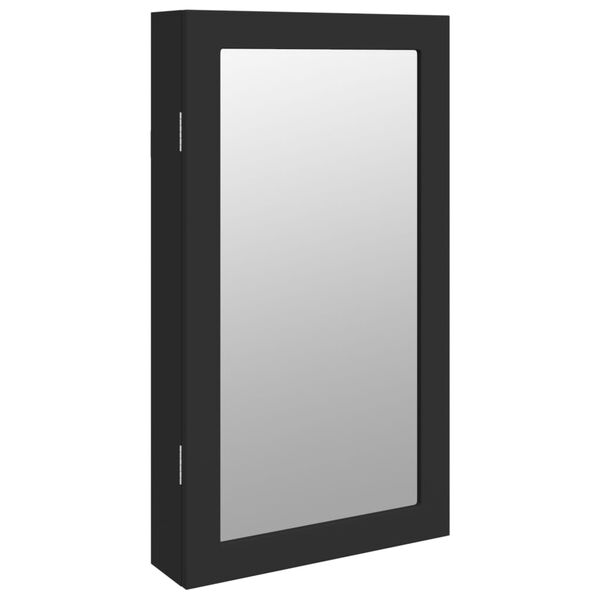 vidaXL Mirror Jewellery Cabinet with LED Lights Wall Mounted Black