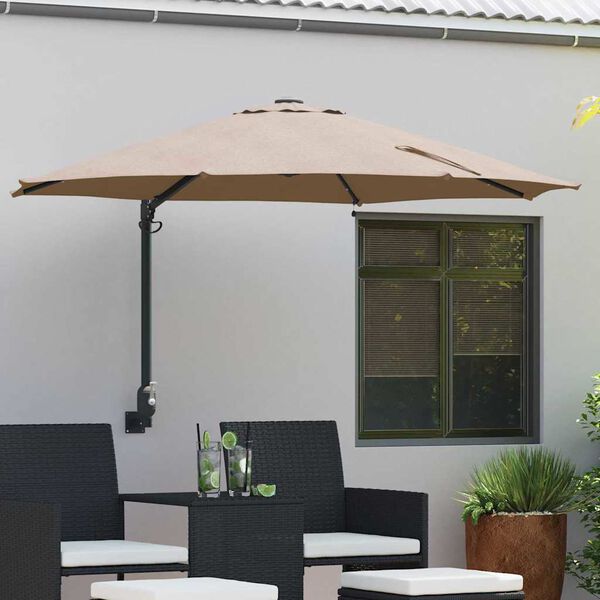 vidaXL Garden Parasol Manual Taupe and Black 248 x 248 x 148 cm