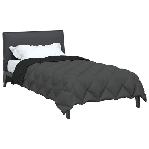 vidaXL Winter Duvet Black and Anthracite 220 x 140 cm Microfiber