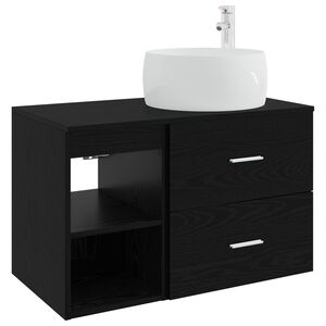 vidaXL Bathroom Furniture Set 2 pcs Black Oak Engineered Wood