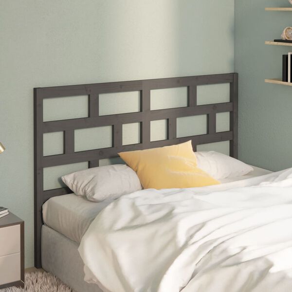 vidaXL Bed Headboard Grey 126x4x100 cm Solid Wood Pine