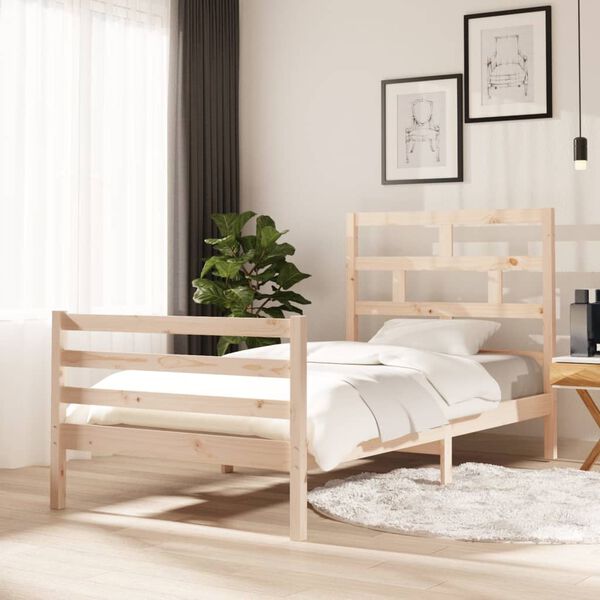 vidaXL Bed Frame without Mattress Solid Wood 100x200 cm (810420+814179)