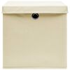 vidaXL Storage Boxes with Lid 10 pcs Cream 32x32x32 cm Fabric