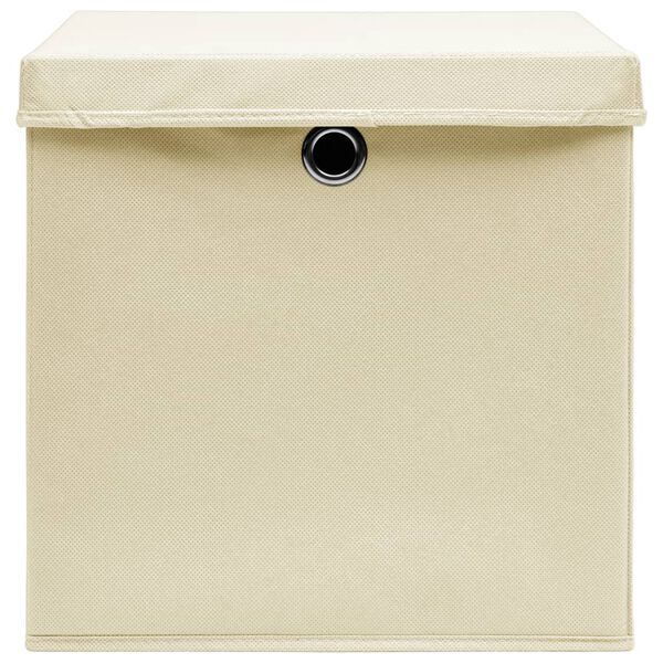 vidaXL Storage Boxes with Lid 10 pcs Cream 32x32x32 cm Fabric