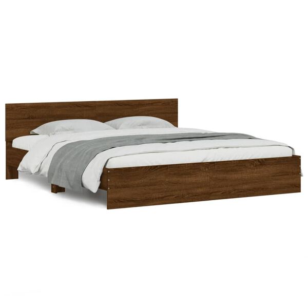 vidaXL Bed Frame without Mattress Brown Oak 200x200 cm