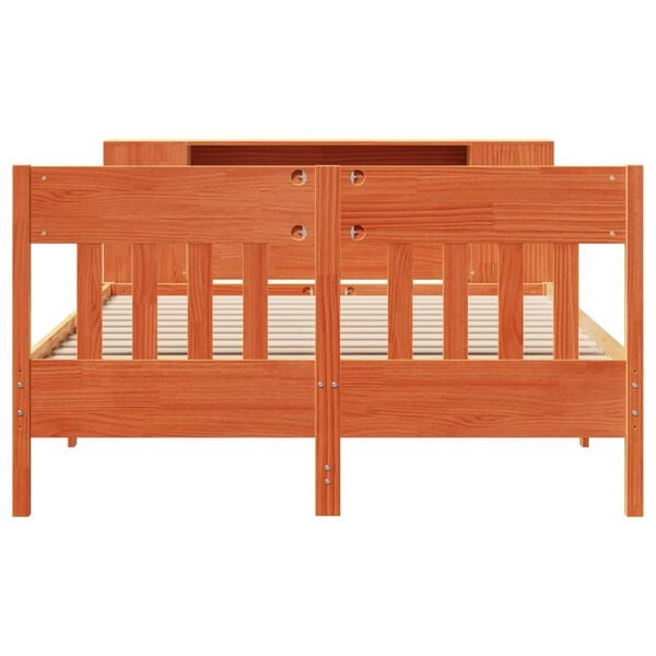 vidaXL Bookcase Bed without Mattress Wax Brown 140x200cm Solid Wood Pine