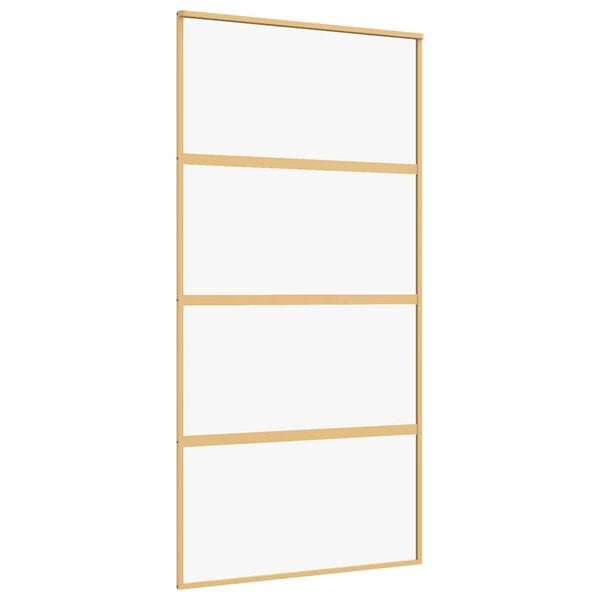 vidaXL Sliding Door Gold 102.5x205 cm Clear ESG Glass and Aluminium