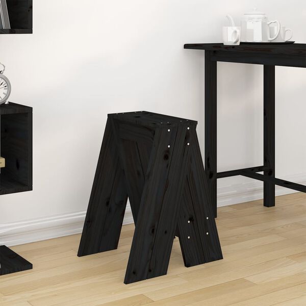 vidaXL Stools 2 pcs Black 40x40x60 cm Solid Wood Pine