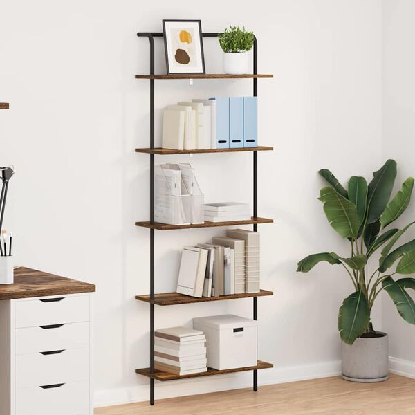 vidaXL Bookshelf Smoked oak 60 x 24 x 168 cm Engineered wood