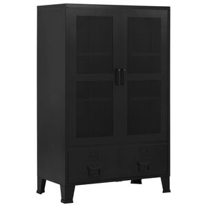 vidaXL Office Cabinet | Black | Steel, Plastic | Medium | Filing Cabinet