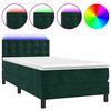 vidaXL Box Spring Bed with Mattress&LED Dark Green 90x190cm Velvet