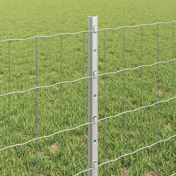 vidaXL Fence with Post Silver 0.6 x 10 m Steel