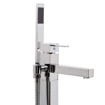 vidaXL Freestanding Bathtub and Faucet 204 L 110 cm Silver