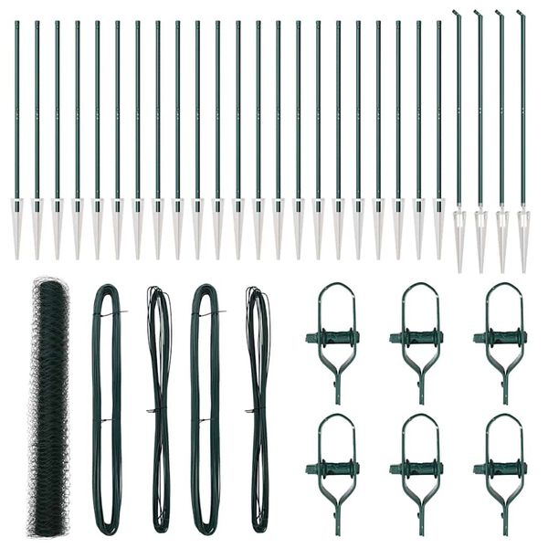 vidaXL Fence Post Green 50 x 1.4 m (50 mm mesh) Steel and PVC