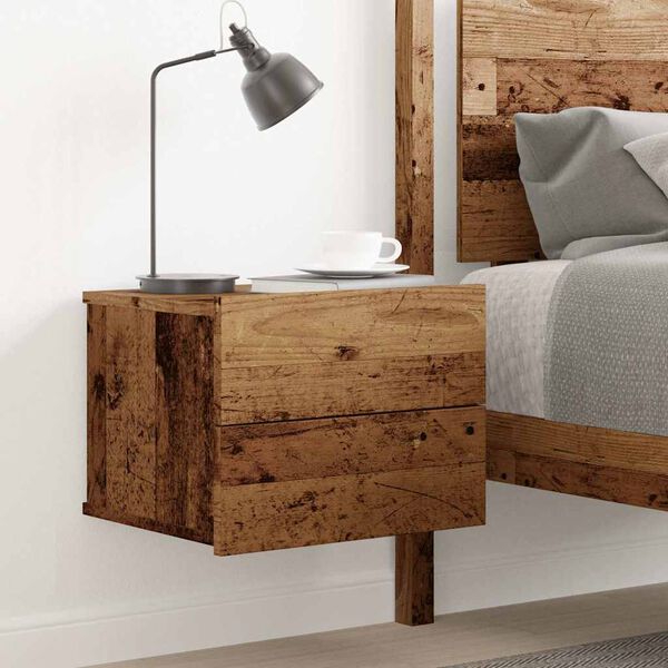 vidaXL Wall-mounted Bedside Cabinet Old Wood 40x32x30 cm