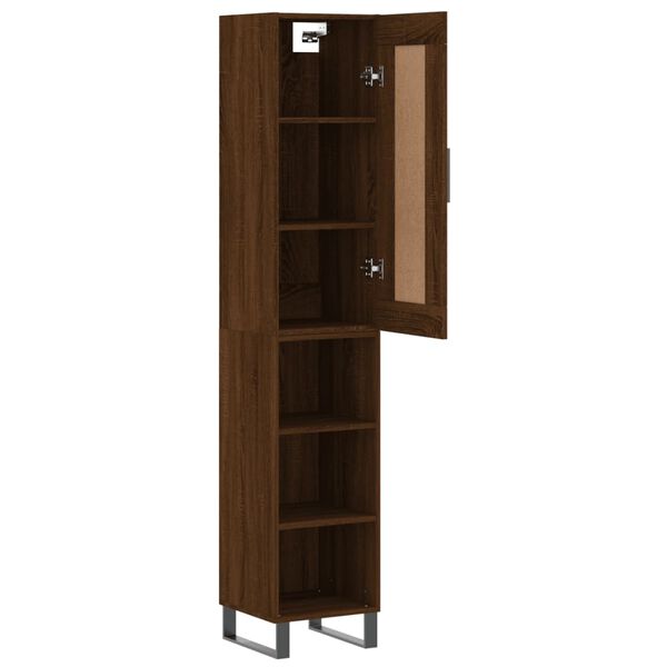 vidaXL Highboard Brown Oak 34.5x34x180 cm Engineered Wood