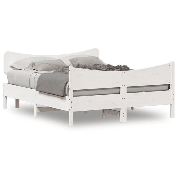 vidaXL Bed Frame without Mattress White 135x190 cm Double Solid Wood Pine