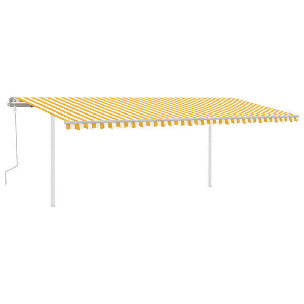 vidaXL Manual Retractable Awning with Posts 6x3 m Yellow and White