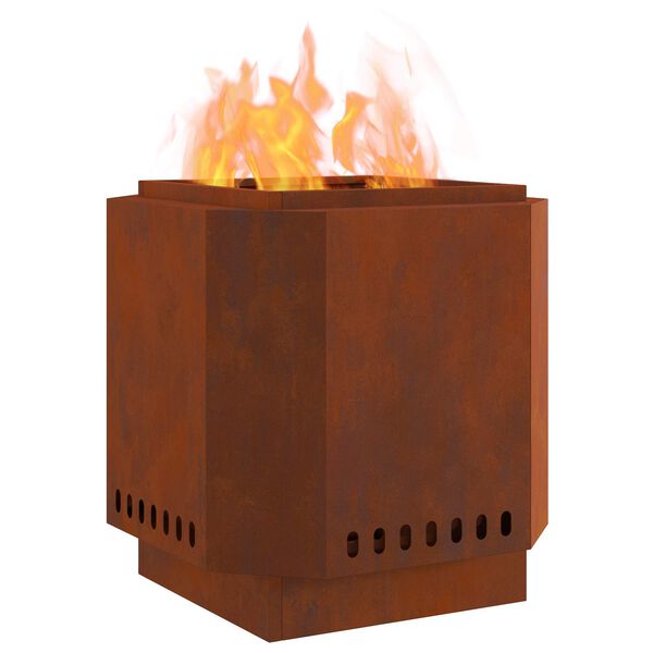 vidaXL Smokeless Fire Pit Brown 48 x 48 x 51 cm Weathering Steel