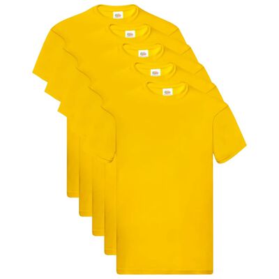 Fruit of the Loom Original T-shirts 5 pcs Yellow XXL Cotton