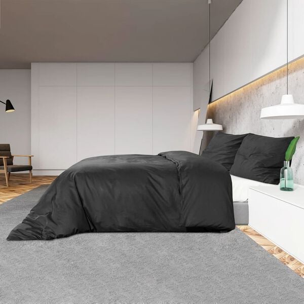 vidaXL Duvet Cover Set Black 225x220 cm Cotton