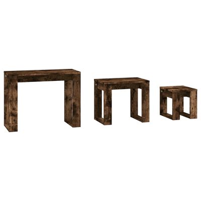 vidaXL Nesting Tables 3 pcs Smoked Oak Engineered Wood