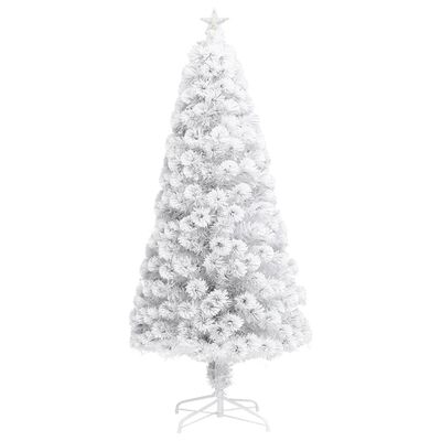vidaXL Artificial Pre-lit Christmas Tree White 150 cm Fibre Optic
