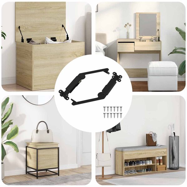 vidaXL Lid Support Hinge 2 pcs Black 192 x 32 x 50 mm Steel