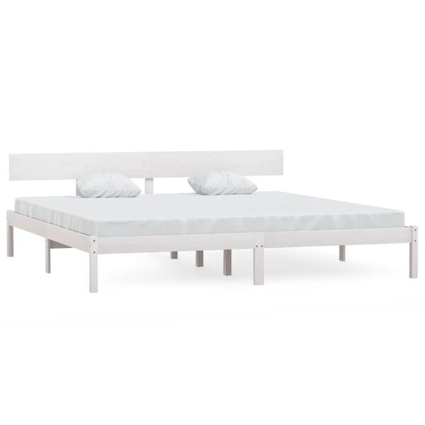 vidaXL Bed Frame without Mattress White Solid Wood 200x200 cm