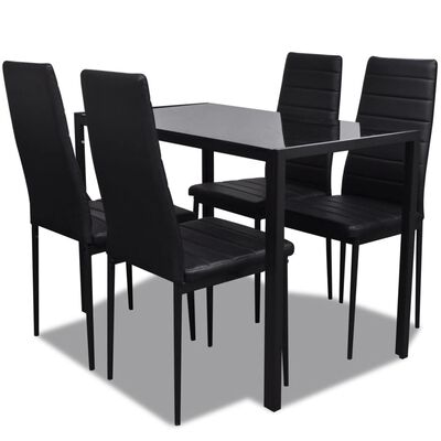 vidaXL Contemporary Dining Set with Table and 4 Chairs Black