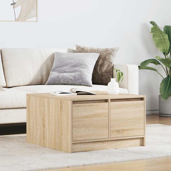 vidaXL Coffee Table with Drawers Sonoma Oak 70.5x70x40 cm
