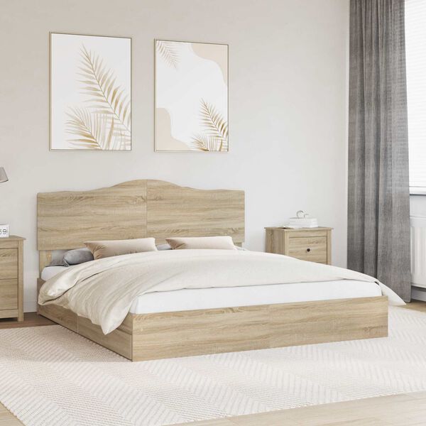 vidaXL Storage Bed with Drawer Sonoma Oak 180 x 200 cm Engineered Wood