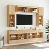 vidaXL 6 Piece TV Wall Cabinet Set with LED Lights Sonoma Oak