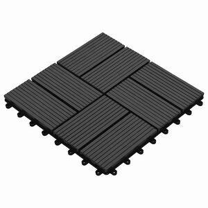 vidaXL Decking Tile 11 pcs Black 30 x 30 cm WPC